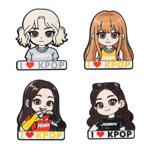 Miniso | 4pcs Kpop Girls Group Fashion Enamel Pins Set Anime Brooches Lapel Pin Badges for Backpack And Clothes Accessory Fashion Jewelry