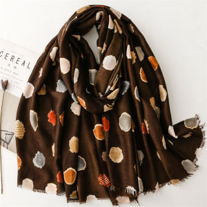 Winter Ombre Circle Dot Glitter Fringe Viscose Shawl Scarf Lady High Quality Wrap Pashmina Stole Bufandas Muslim Hijab 180*90Cm