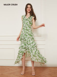 Romantic French Elegant Floral Slimming Dress