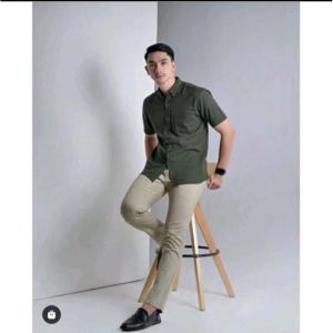 PAKET HEMAT 50 RIBU 2 PCS KEMEJA POLOS LENGAN PENDEK KEMEJA PRIA CASUAL BISA COD