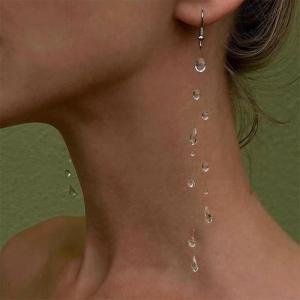 Water Drop Necklace Transparent Raindrop Earrings Jewelry Accessories for Women Minimalist Ice-Clear Dewdrop Elegant Party Gifts