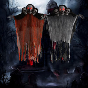 Đồ Trang Trí Halloween Three-Headed Ghost Phát Sáng Kêu Gào Nhà Ma Quái Cửa Rủi Ro Trang Trí Cảnh Tượng Ma Quái Đồ Dùng Biểu Diễn