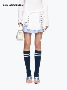 ANN ANDELMAN | Striped Blended Leather Bow Skirt
