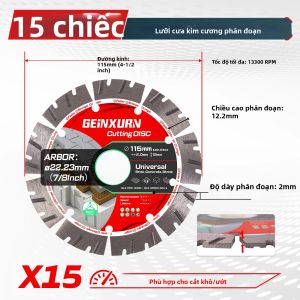 Geinxurn 4.5” Đĩa Cắt Kim Cương Great Wall Tooth Bộ 3/8/15 CÁI Dành Cho Việc Cắt Khô Và Ướt Lưỡi Cưa Kim Cương Mạnh Mẽ Dành Cho Sản Xuất Thương Mại