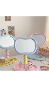 Colorlady - Gương để bàn trang điểm soi mặt thiết kế dễ thương xoay 360 độ có khay đựng đồ trang sức mỹ phẩm phụ kiện