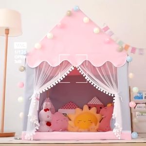 Castle Tent Kids Tent Play Indoor Outdoor Oxford Game House Tent (Beautiful Cubby House) Portable Folding Camping Kids Dream Play Tent Castle With Carry Bag for Girls and Boys Without Cotton Ball Lamp