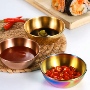 Round Sauce Dish Appetizer Serving Tray Stainless Steel Sauce Dishes Spice Plates Kitchen Supplies Plates