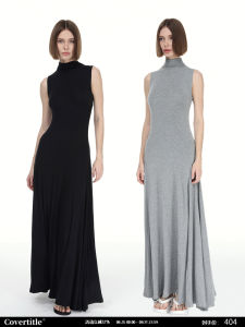 ชุดเดรสคอตั้งสูง Covertitle ทรงหลวมสบาย ๆ แขนกุด กระโปรงทรงตรง ผ้าโพลีเอสเตอร์ผสมโพลีอะซิเตท ฤดูใบไม้ผลิ ฤดูร้อน ฤดูใบไม้ร่วง ฤดูหนาว