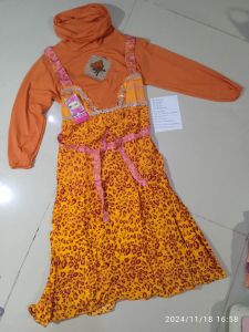 Baju terusan muslim untuk anak cewek wanita kaos orenz orange moeslim wear