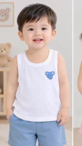 (16-30kg) COMBO 3 Áo ba lỗ trắng cho bé chất thun 100% cotton