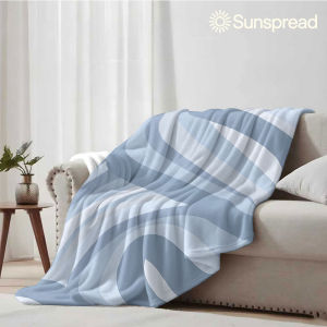 Beast Kingdom | Blue Wave Abstract Soft Warm Flannel Blanket Lightweight Cozy Christmas Halloween Home Decor Room