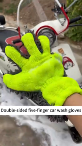 Thickened double-sided available car wash gloves microfiber waterproof household car wash tools