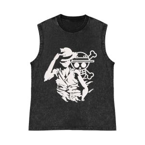 Bandai | Oversized Anime One Piece Tank Top Man Sleeveless T Shirt Vintage Washed Summer Y2k Streetwear Vest Mens Clothing 2026 Harajuku