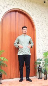 Baju Koko Haibah Warna Putih polos bahan Toyobo | Baju Muslim Pria Dewasa Lengan Panjang