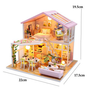 DIY Wooden 3D Bakery Room Doll Houses Miniature Assembly Model Building Bedroom Kit Dollhouse With Furniture Toys For Gifts