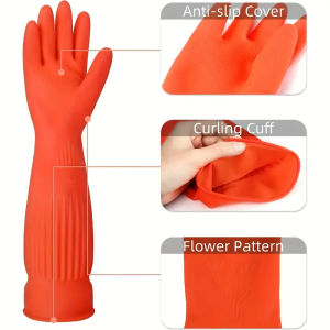 45cm Lengthen Dishwashing Cleaning Gloves Reusable Rubber Latex Kitchen Gloves Soft Comfortable Waterproof Household Clean Tool