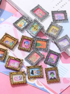 Retro Oil Painting Gold And Silver Frame Diy Creamy Glue Mobile Phone Case Hairband Hair Accessories Water Cup Sticker Guka Resin Parts