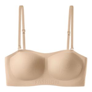 miiow | Wireless Strapless Bra Womens Anti-Slip Small Chest Illusion Seamless Wrap Chest Prevent Exposure Invisible Bra Cover MiiOW Cat Person