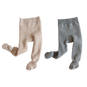 ถุงน่องเด็กผู้หญิงหนาป้องกันลม ผ้าฝ้ายผสมไนลอนและยางยืด ทรงฤดูใบไม้ร่วง/ฤดูหนาว สีพื้น เสื้อผ้าเด็ก เสื้อผ้าเด็ก