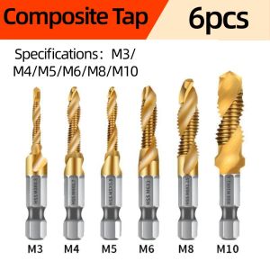 deli | Bộ Mũi Khoan Đa Năng 6 Món Bằng Thép Tốc Độ Cao 4341 Mạ Titan Dùng Cho Gỗ Tích Hợp Chức Năng Taro Khoan Và Tạo Cạnh Vát