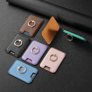 For Magsafe Wallet Saffiano Leather Ring Stand With Magnet Card Holder Storage Slot Case For iPhone 18 17 16 15 14 13 12 Pro Max