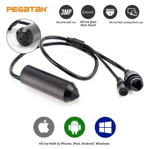 Camera IP Mini POE 3MP Kiểu Bút Giám Sát Video Phát Hiện Chuyển Động Với Hỗ Trợ Onvif Để Ghi Video Camera Mạng Màu Đen