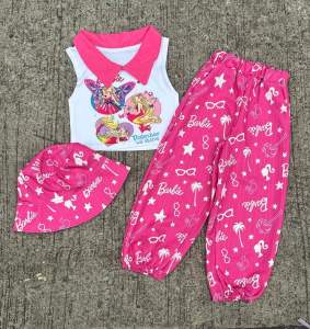 ชุดชุดเซ็ต 3 ชิ้น เสื้อแขนกุดแต่งปก กางเกงขายาว งานฮิตตามกระแส น่ารักๆเนื้อผ้าสวยใส่สบาย