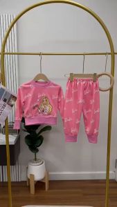 ชุดกันหนาวเด็กสีชมพู ลายการ์ตูน ผ้าคอตตอน เซ็ตแขนยาวขายาวเด็กผู้หญิง น้ำหนัก 5-25 กิโล รหัสGBBP