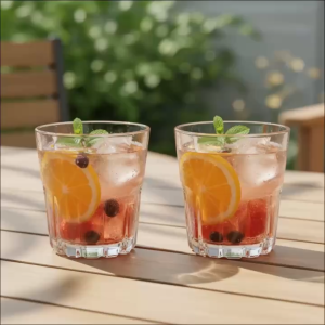 Bộ 12 Cốc Thủy Tinh 200ml Dáng Lùn Vân Khía - Ly Wishy Cổ Điển Cao Cấp