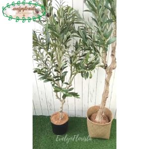 Tanaman Hias Pohon Artificial Zaitun Olive X3 T140 & T180 Cover Anyaman Purun Hiasan Caffe