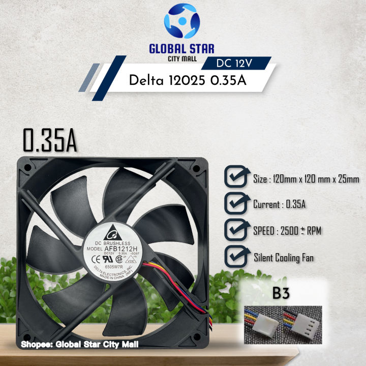 Original DELTA 12025 0.35A DC 12V 2500rpm Silent Cooling Fan [NEW] | Lazada