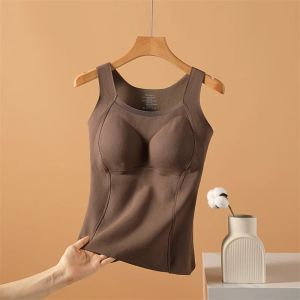ZISU | Winter Thermal Fleece Lined Vest Womens Inner Wear Strapless Bra Included Outerwear Casual Comfortable Polyester Fiber