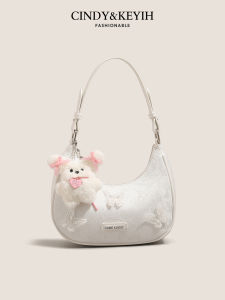 Fashionable Moon-Shaped Crossbody Bag Single Shoulder Handbag Commuter Trendy Design Small Size PU Leather Soft Bag for Youth