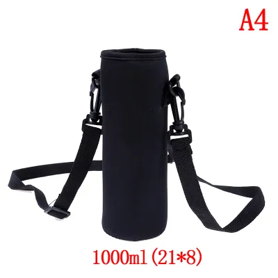 420ml-1500ml water bottle carrier Black Neoprene insulated cover travel Crossbody Mug Sleeve