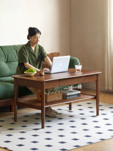 WEISHA | Aesthetic Luxury Solid Wood Coffee Table Two Layers