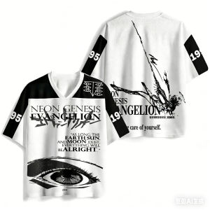 Bandai | 2026 Summer Fashion New Century Gospel Warrior First Generation Machine T-shirt Hip Hop Street Parent Child V-neck T-shirt