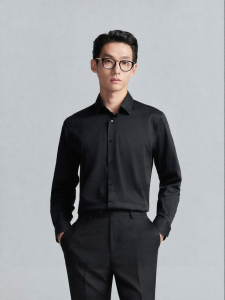 Wrinkle-free Mens Business Dress Shirt Black