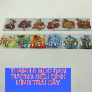 Thanh 6 móc treo đồ dán tường siêu dính chịu lực đa năng