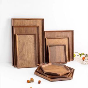 Khay Đựng Thức Ăn Bằng Gỗ Phong Cách Nhật Bản Hình Chữ Nhật Bằng Gỗ Sồi Đen Dùng Trong Gia Đình Khay Đựng Trà Khay Đựng Đồ Ăn Nhẹ