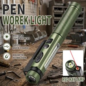 800 Lumen Rechargeable EDC LED Flashlight Pocket  Pen Light With Magnetic Base & Clip for Outdoor Hiking Work & Emergency