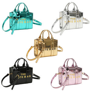 Yaababy Patent Leather Shoulder Bag Fashion Letter Ladies Tote Bags Casual Adjustable Strap Simple Shiny Portable for Weekend Vacation