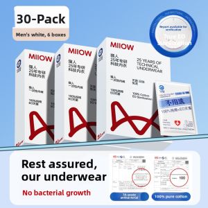 miiow | Disposable Pure Cotton Underwear For Men Travel Packaged Catman Four Corner Briefs Independent Packaging Short Boxer Shorts