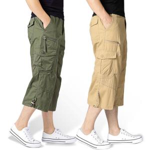 Summer New Mens Loose Board Shorts Seven-Foot Pants Multi-Pocket Sports Multi-Functional Beach Workwear Shorts Casual Cotton