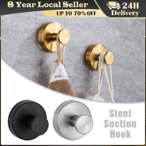 Suction Cup Hook Strong Load-bearing Wall Hangers Rustproof No Drilling Wall Hooks Bathroom Shower Hanging Towels Storage Hook Wall Mounted 304 Stainless Steel Black Round Towel Hook Coat Robe Clothes Hook for Bathroom Kitchen