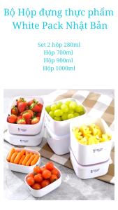 Combo 5 hộp nhựa White Pack nhựa PP số 5 cao cấp đựng thực phẩm 280ml 700ml 900ml 1000ml nội địa Nhật Bản