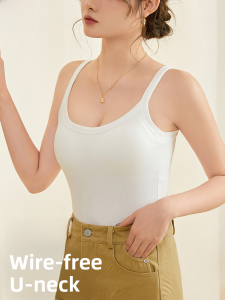 MiiOW | Womens Camisole Tank Top Inner Wear Summer Autumn New Style With Chest Pad Outerwear To Cover Side Breast Base Shirt