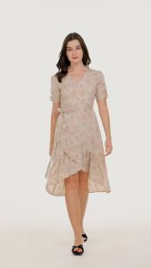 Krizia Wrap Frill Hem Printed Midi Dress