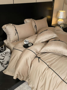 Romantic Rose Diamond Design High-Thread Count Tencel Cotton 4-Piece Bedding Set