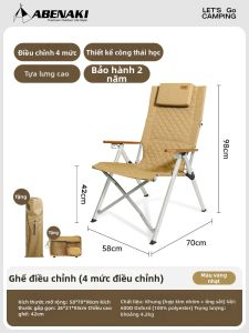 Ghế Gấp Ngồi Thư Giãn Đựng Lưng Cao Điều Chỉnh Chiều Cao Ngoài Trời