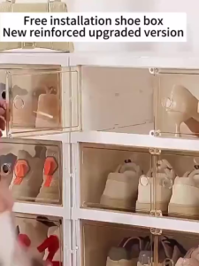 JOVNO Foldable Shoe Box | No Assembly Dustproof Cabinet | Portable Multi-Tier Organizer